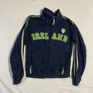 Vintage Retro Irish Ireland Kids 8/10 Blue Full Zip Performance Athletic Jacket